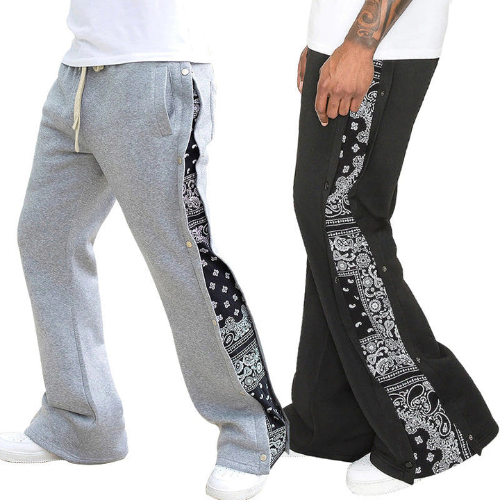 Herr Mjukisbyxor med Side Tryckknappsslå och Bandana Side Insert