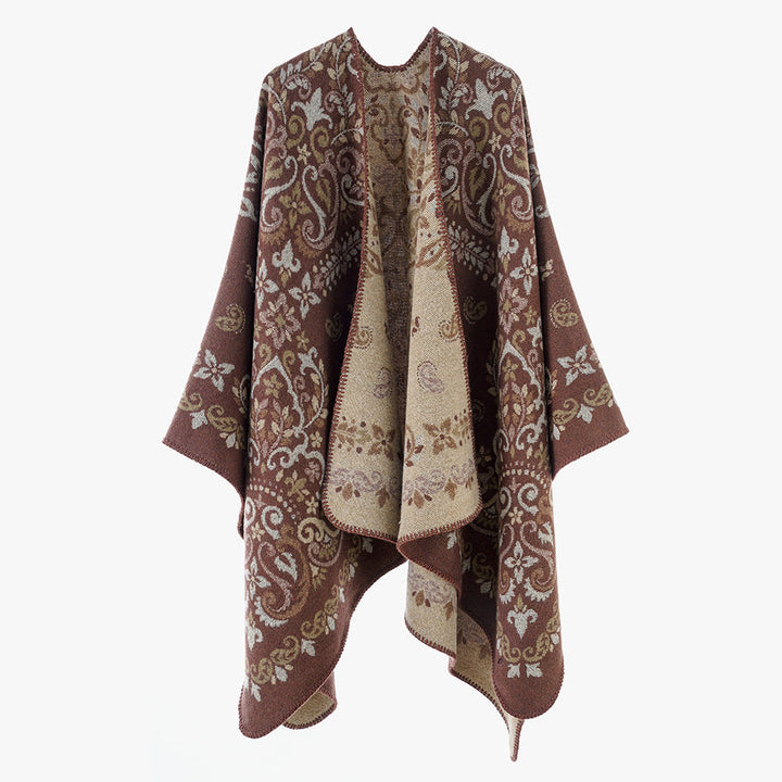 Dam Reversible Ornamental capeponcho med Fine Jacquard Structure