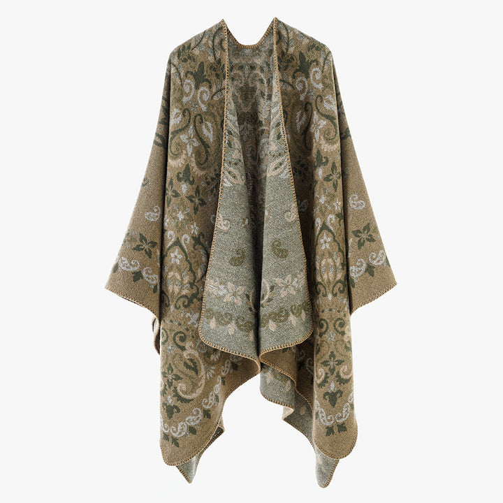 Dam Reversible Ornamental capeponcho med Fine Jacquard Structure