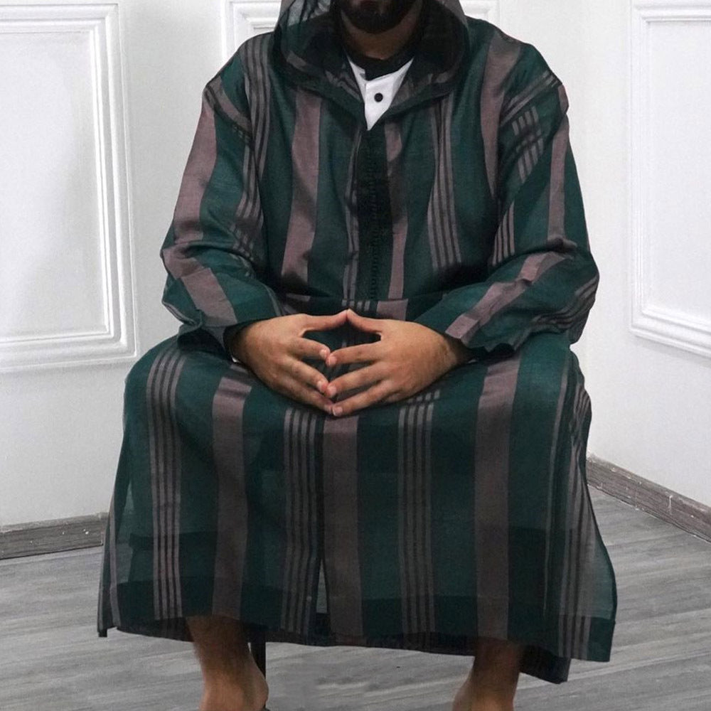 Herr Smal Luvtröja Robe med Vertical Rand Structure Dragkedja och Side Slits