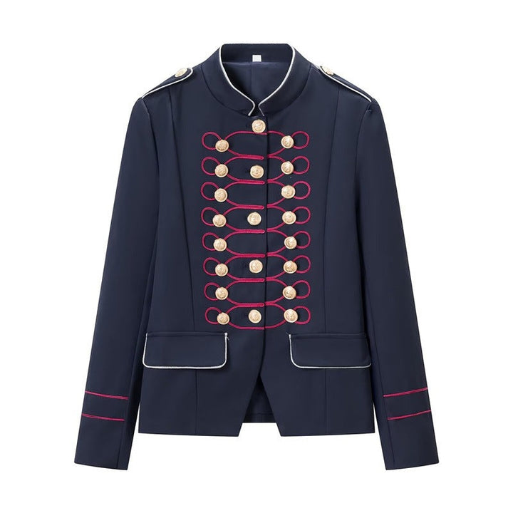 Dam Militär-Inspired Parade Jacka med Ståkrage och Decorative Knapplist