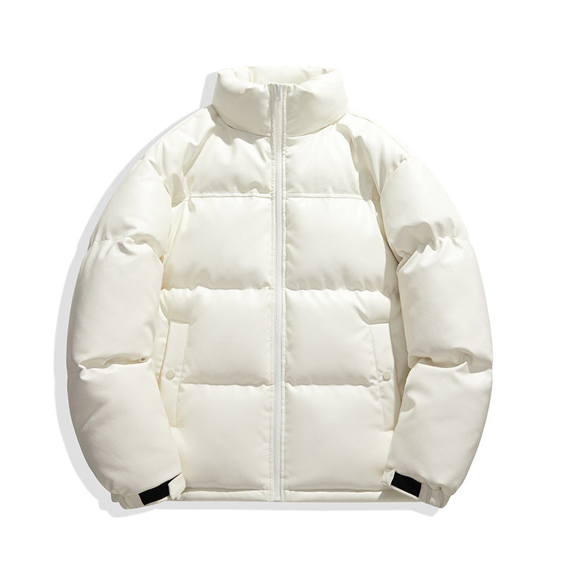 Unisex non-quiltad insulation jacka med konstläder axel yoke och hög krage