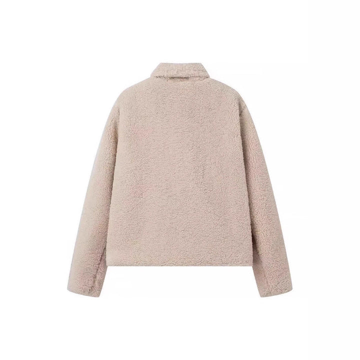 Dam teddy kappa gjord faux shearling med oversize krage