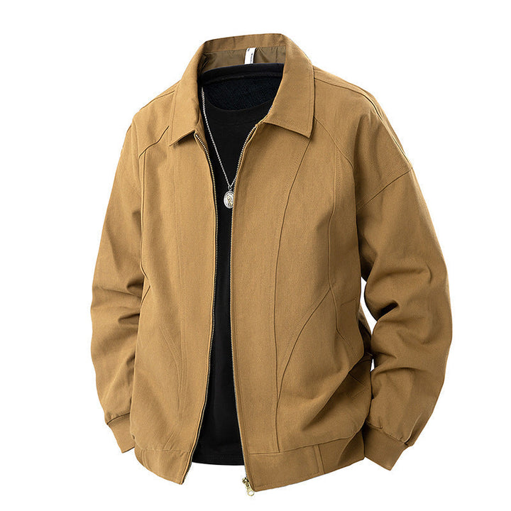 Herr Modern Blouson med Skjorta Krage, Tvåvägsdragkedja och Subtil Division Söm