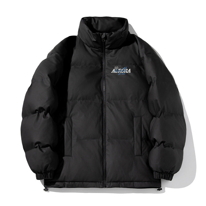 Unisex Isolerad Vadderad Jacka i Minimalistisk Boxig Skärning med Hög Stå Krage, Dold Dragkedja, och Drawstring Nederkant