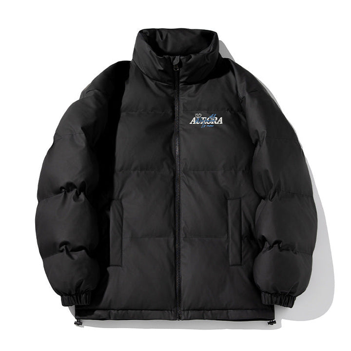 Unisex Isolerad Vadderad Jacka i Minimalistisk Boxig Skärning med Hög Stå Krage, Dold Dragkedja, och Drawstring Nederkant