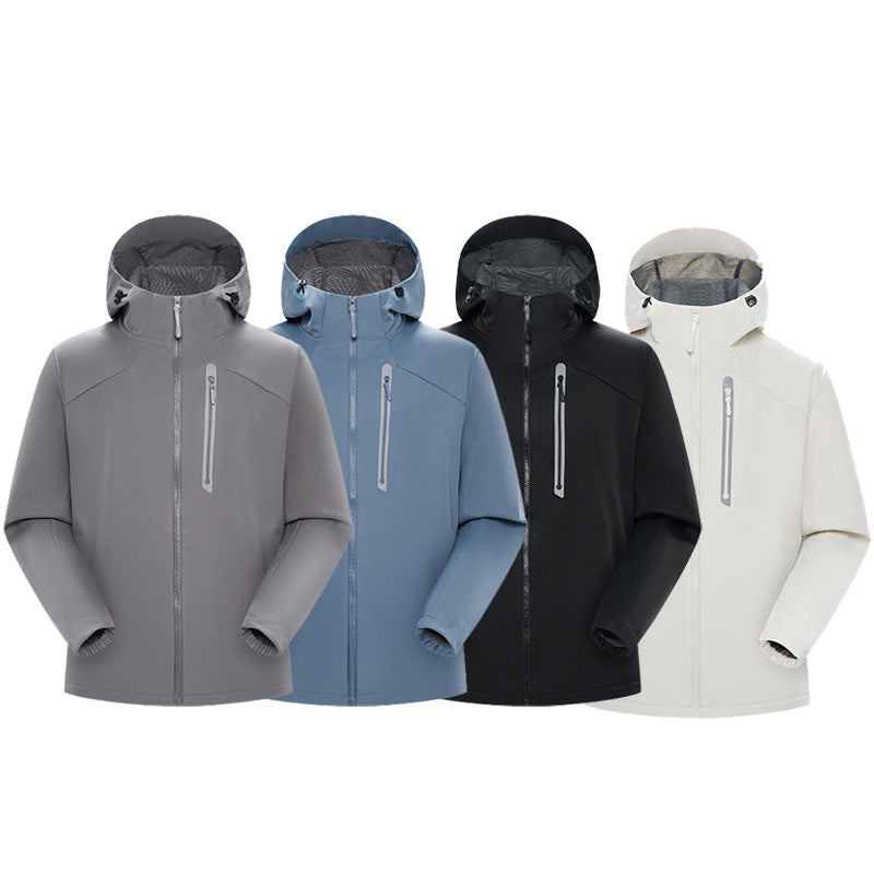 Herr Vattentät Softshell Frilufts Jacka med Justerbar Huva, Welded Dragkedjor och Reflekterande Bröstficka Drune