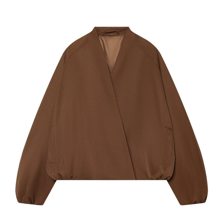 Dam Kort Kimono Jacka med Dropped Ärmar och Elastic Waist