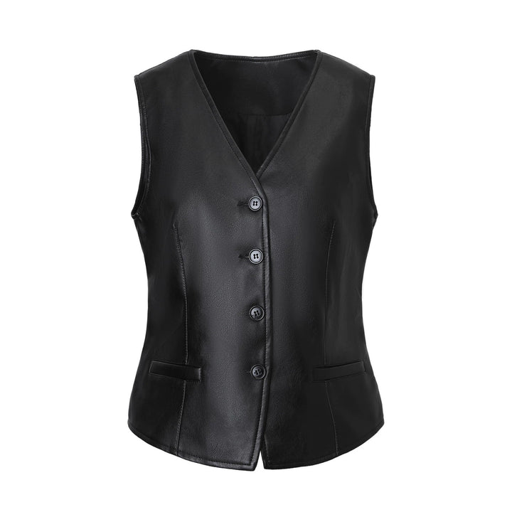 Dam Elegant Faux Läder Väst