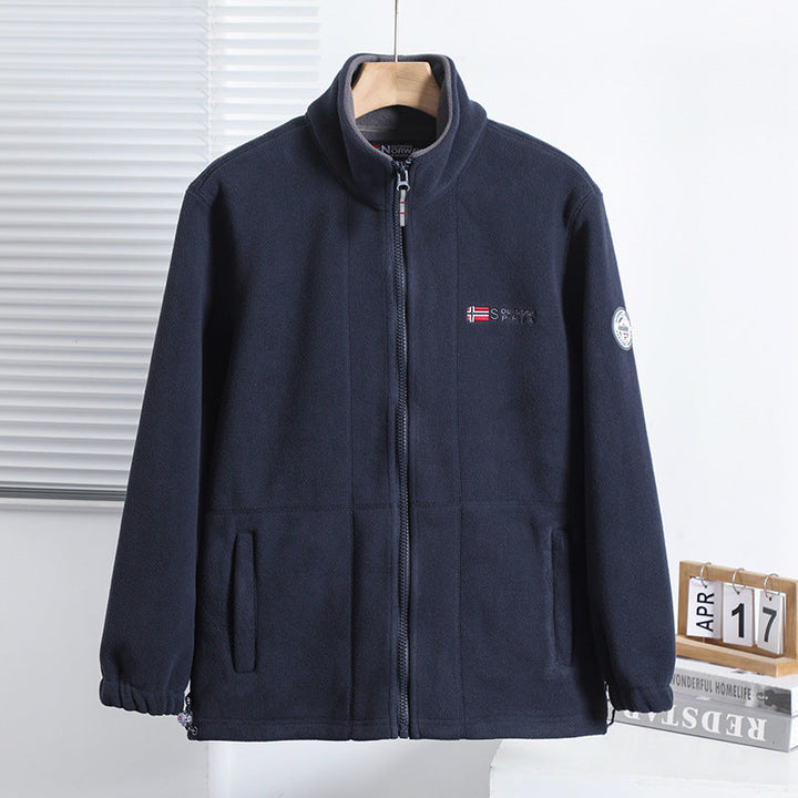 Herr Microfleece Quiltad Jacka med Stående Krage, Elastisk Muddar och Dold Sida Fickor