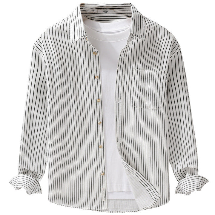 Herr Skjortjackas-Cut med Fin Pinstripe och Mjuk Bomullsblandning