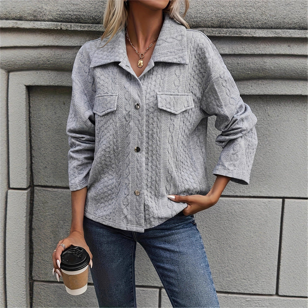 Dam Structured quiltad Shirt jacka med Flap fickor