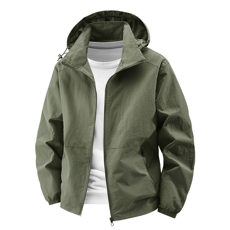 Herr Packable Vindtät Softshell Jacka med Huva med Adjustable Huva