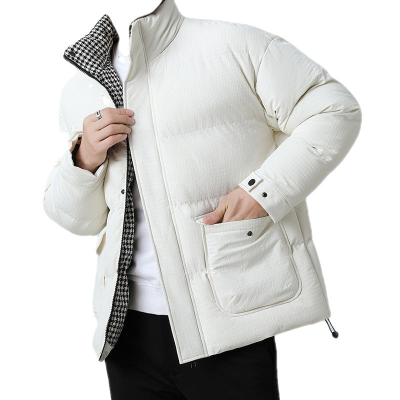 Unisex vadderad kviltad jacka med stor Flap fickor, ståkrage, och Ripstop Structure