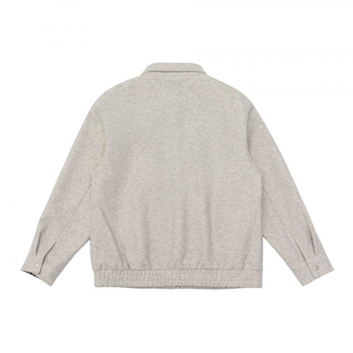 Herr short-cut ullblandning fältjacka med plaid innerfoder och tryckknapp knäppslå