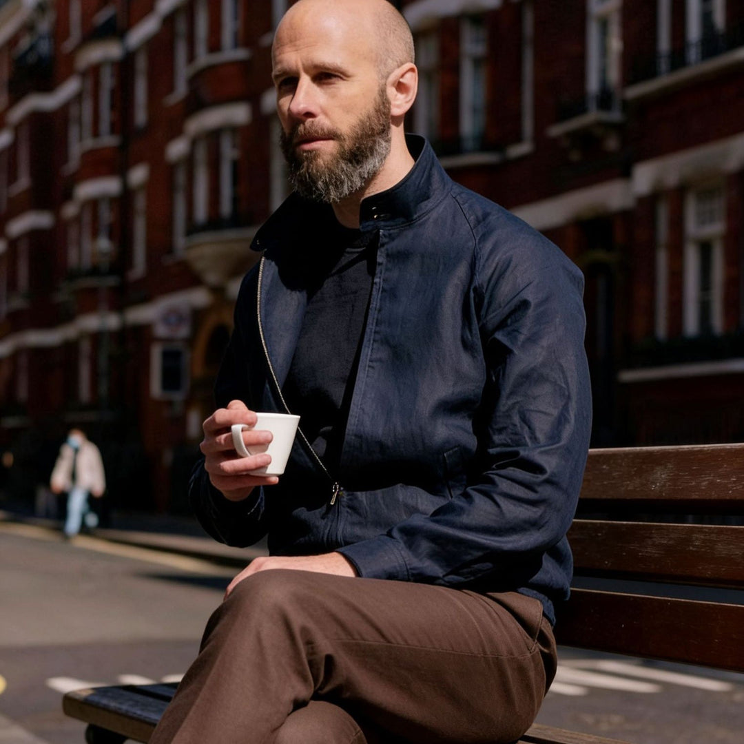 Herr Lätt Harrington Jacka med Stående Krage och Dragkedja