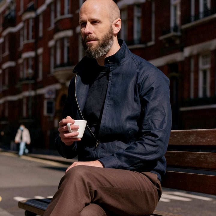Herr Lätt Harrington Jacka med Stående Krage och Dragkedja