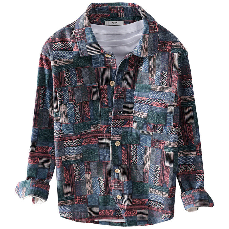 Herröverskjorta i Patchwork Look med Applied Bröstfickor