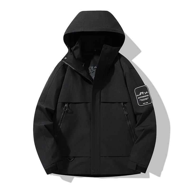 Herr Multifunctional Vattentät Softshell Regnjacka med Uttagbar Fleece Inre Jacka