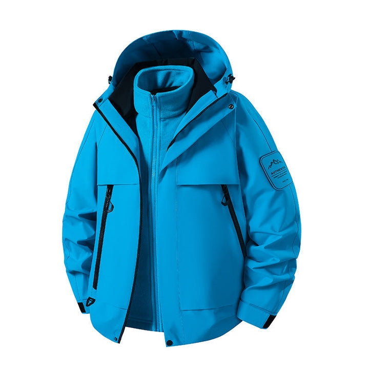 Herr Multifunctional Vattentät Softshell Regnjacka med Uttagbar Fleece Inre Jacka