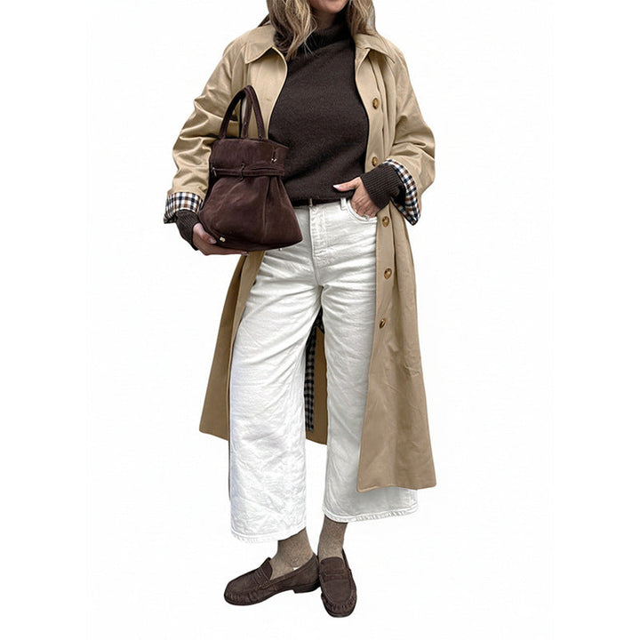 Dam Klassisk Trenchcoat med Checked Foder
