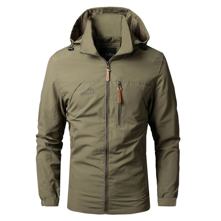 Herr Lätt Outdoor med Huva Parka med Andningsbar Mesh Foder och Bröst Dragkedja