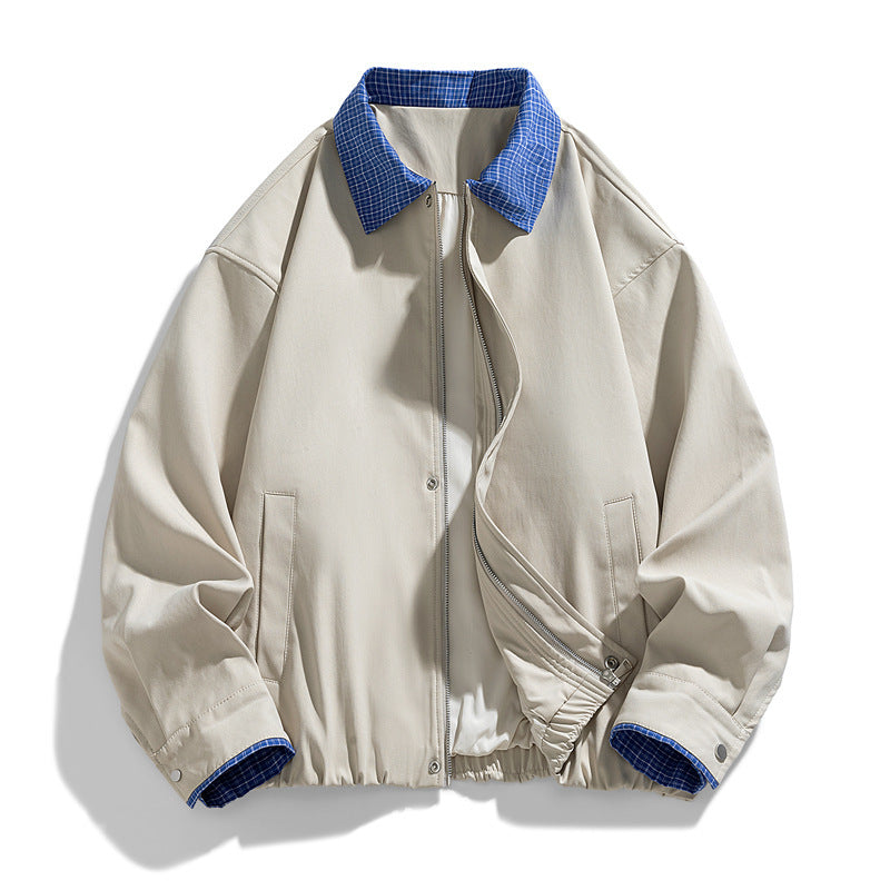 Dam Fashion Blouson Jacka med Check Krage