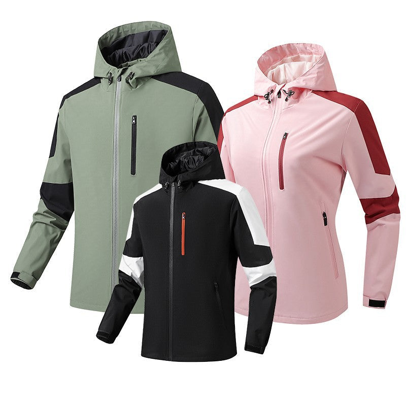 Herr Andningsbar Softshell-Hardshell Hybrid Jacka med Huva och Vattentät Dragkedjefickor