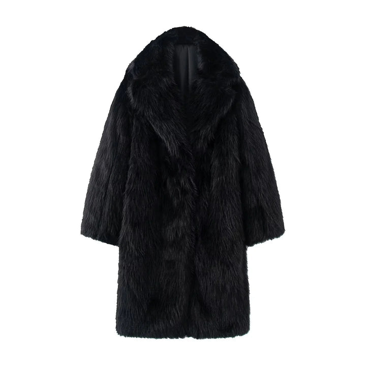 Dam longer mysig faux fur kappa med voluminous sjalkrage och oversized silhuett