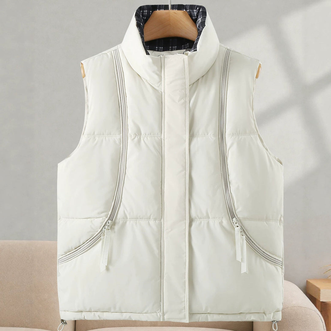 Dam Sleeveless Thermal väst med High Stand krage och Visible Vertical Zippers