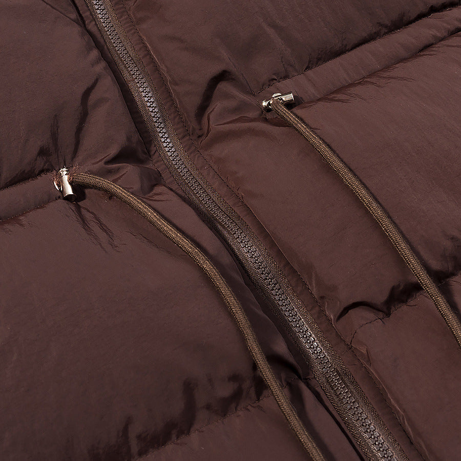 Dam vadderad quiltad jacka med huva, drawstring waist och two-way dragkedja