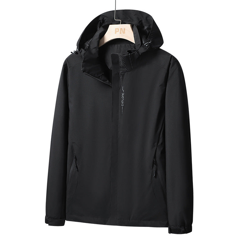 Herr Vattentät Softshell Jacka med Huva, Dragkedja Fickor och Justerbar Muddar