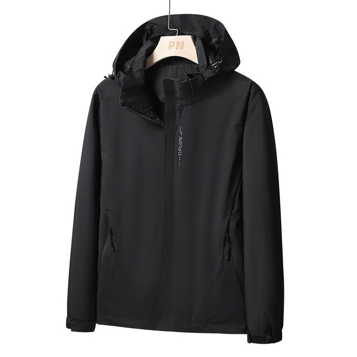 Herr Vattentät Softshell Jacka med Huva, Dragkedja Fickor och Justerbar Muddar
