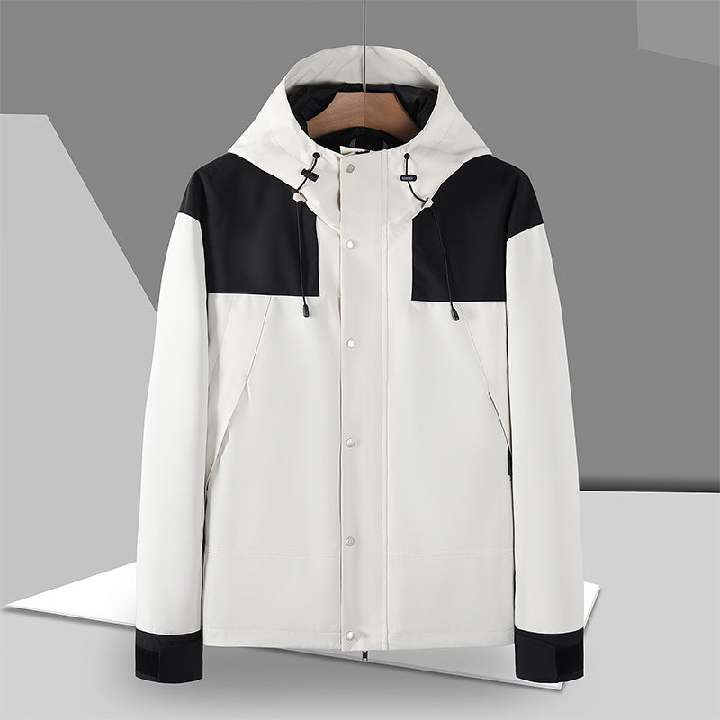 Herr Minimalistic Softshell-Luvtröja Jacka med Concealed Press Knapplist
