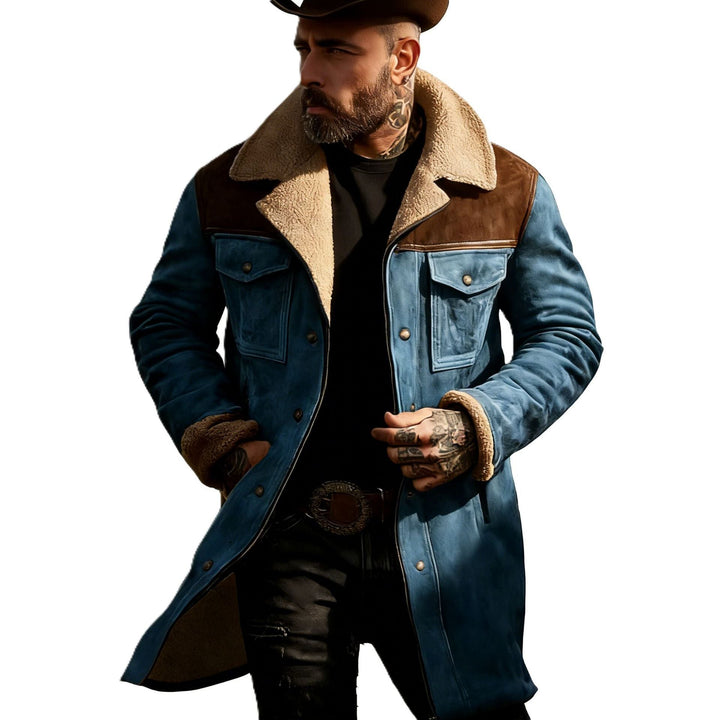 Herr Pilot Jacka Tillverkad av Suede Look med Teddy Fur Foder och Lapel Krage