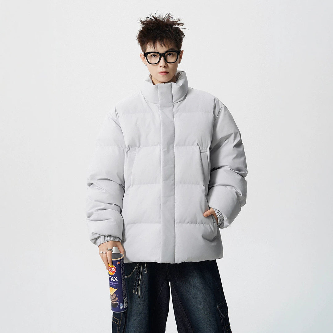 Herr Short Skärning Oversized Quiltad Jacka med Hög Krage