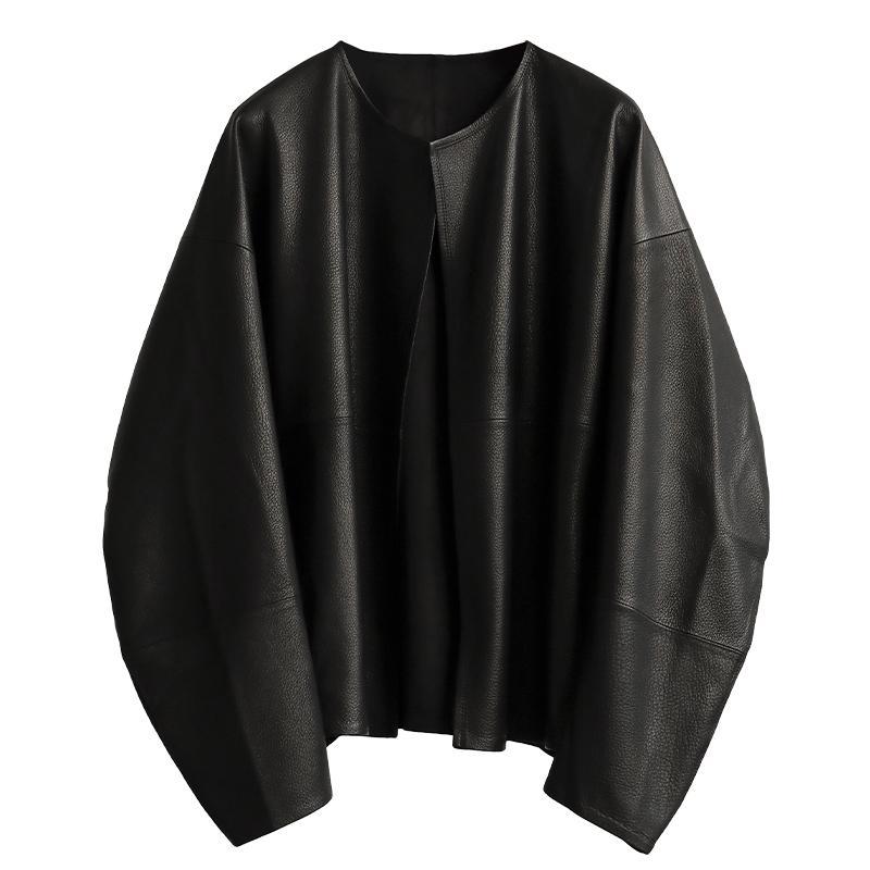 Dam oversize läder jacka