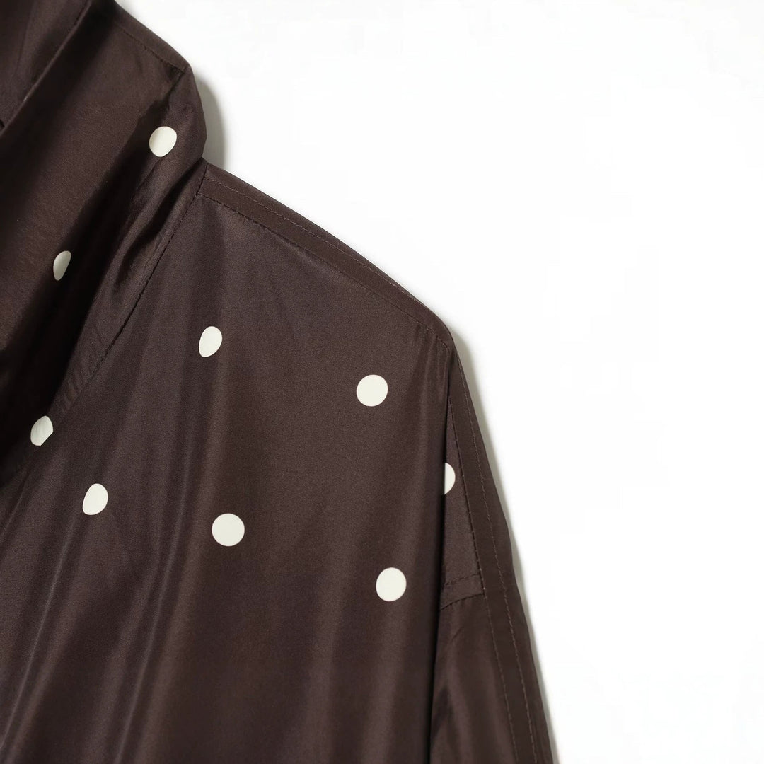 Dam Kort Skärning Prickig Prick Lätt Blouson med Stå Krage