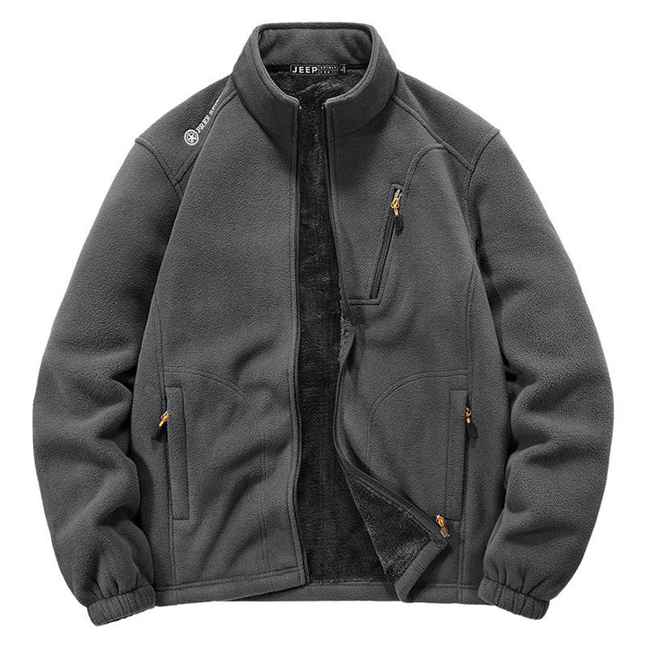 Herr Termisk Fleece Jacka med Sherpa Foder, Stående Krage och Zippered Fickor