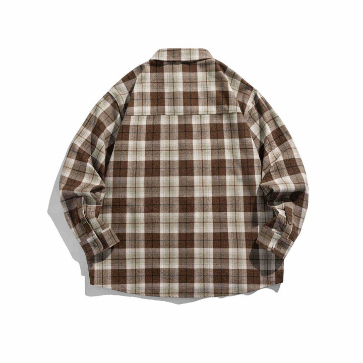 Herr Rutmönster Flanell overshirt i boxig Skärning med lock Ficka