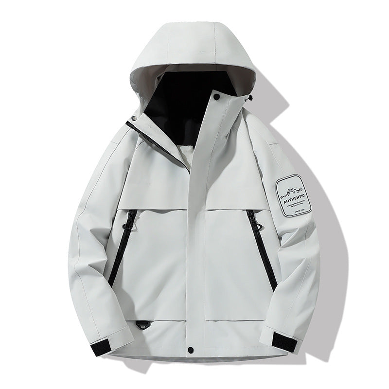 Herr Multifunctional Vattentät Softshell Regnjacka med Uttagbar Fleece Inre Jacka