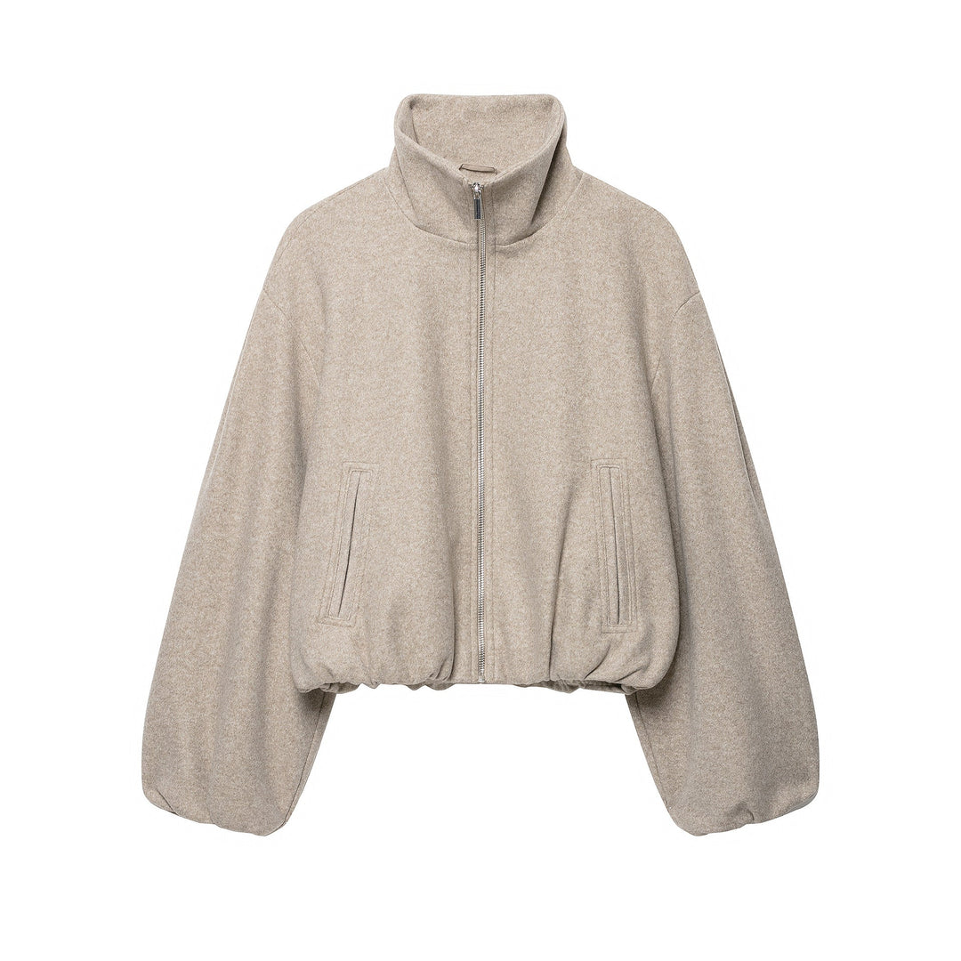 Dam Lätt Vadderad Windbreaker med Stå Krage och Prickig Prick Tryck