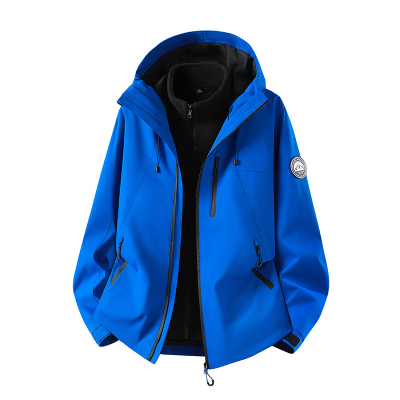 Herr Three-Piece Softshell Frilufts Jacka med Avtagbar Fleecefoder och Huva