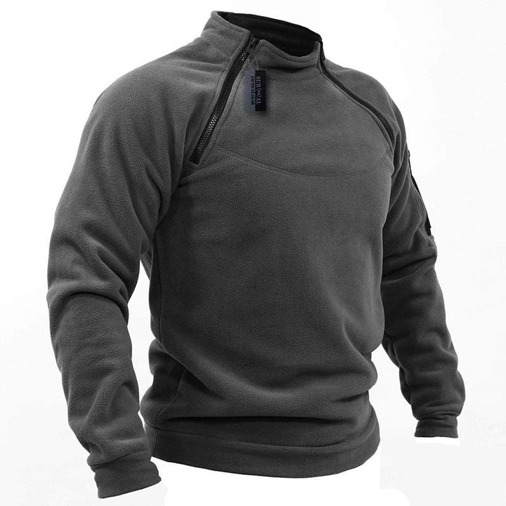 Herr Funktionell Fleece Pullover med Axel Ventilation, Hög Ståkrage och Ärmficka