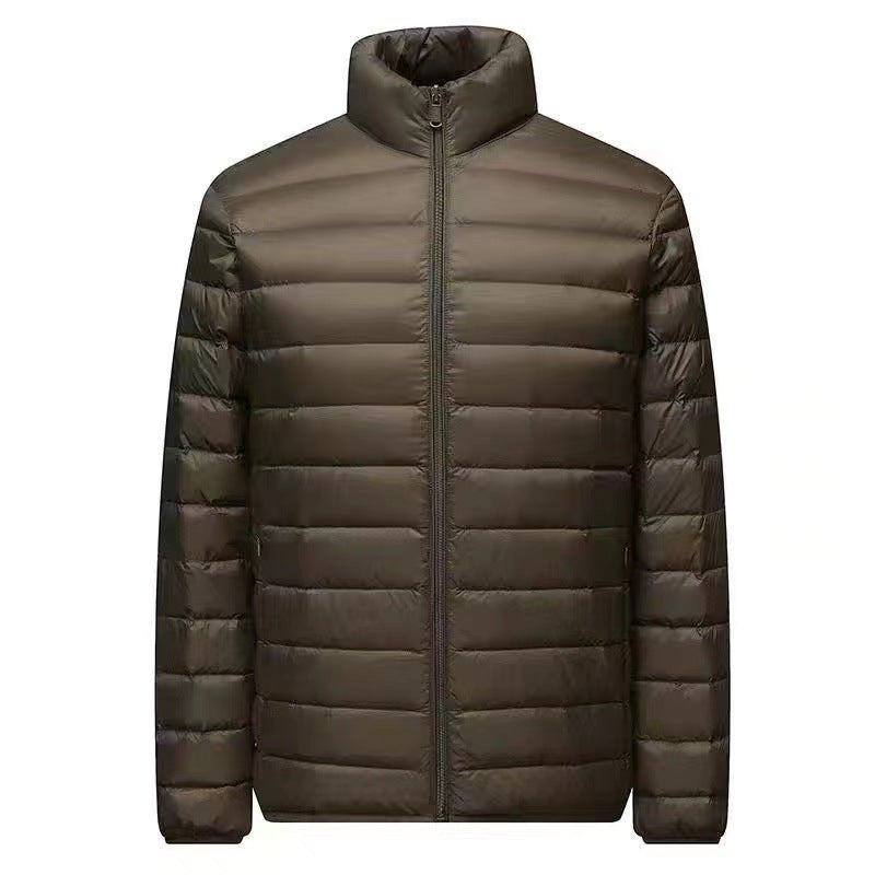 Herr ultra-light packable micro quiltad jacka med ståkrage, vadderad isolering och vindresistent skal