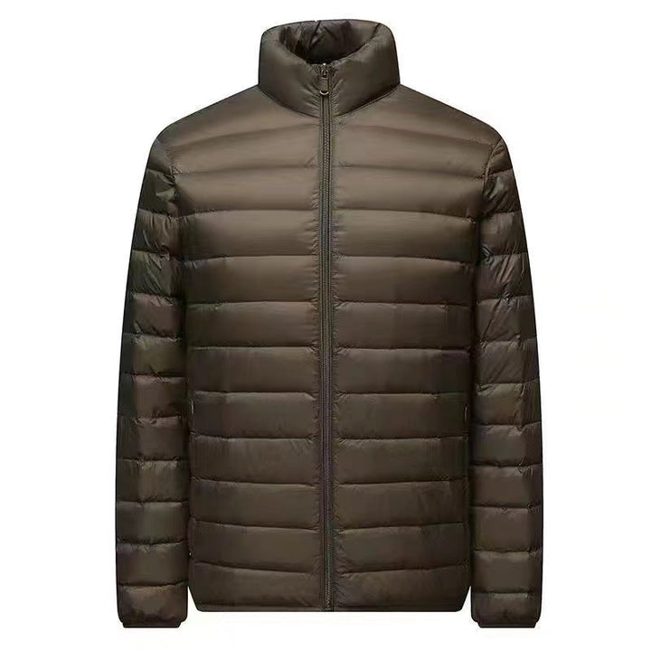 Herr ultra-light packable micro quiltad jacka med ståkrage, vadderad isolering och vindresistent skal