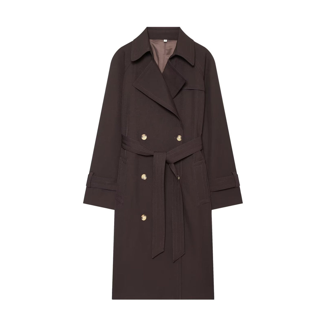 Dam Double-Breasted trenchcoat med midjebälte och Raglan ärmar