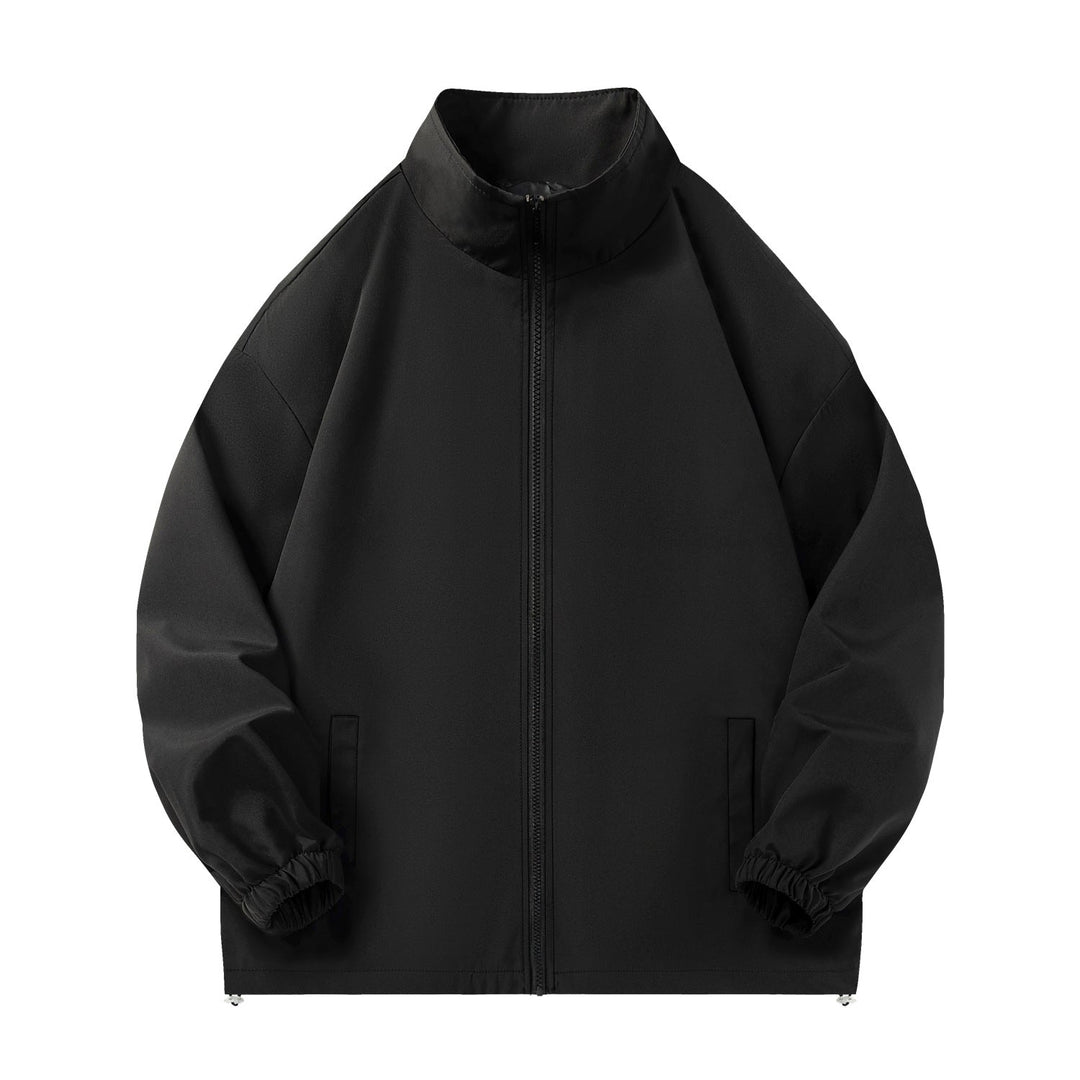 Unisex lätt Windbreaker med hög krage, elastic muddar &amp; justerbar dragsko fåll