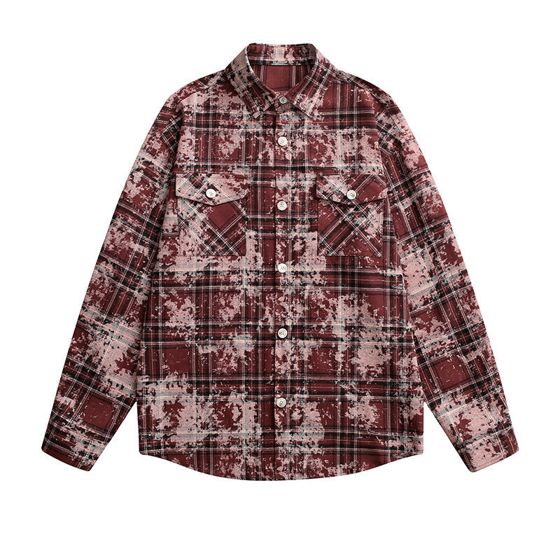Dam oversize rutig skjortjacka med Vintage Effect och Breast fickor
