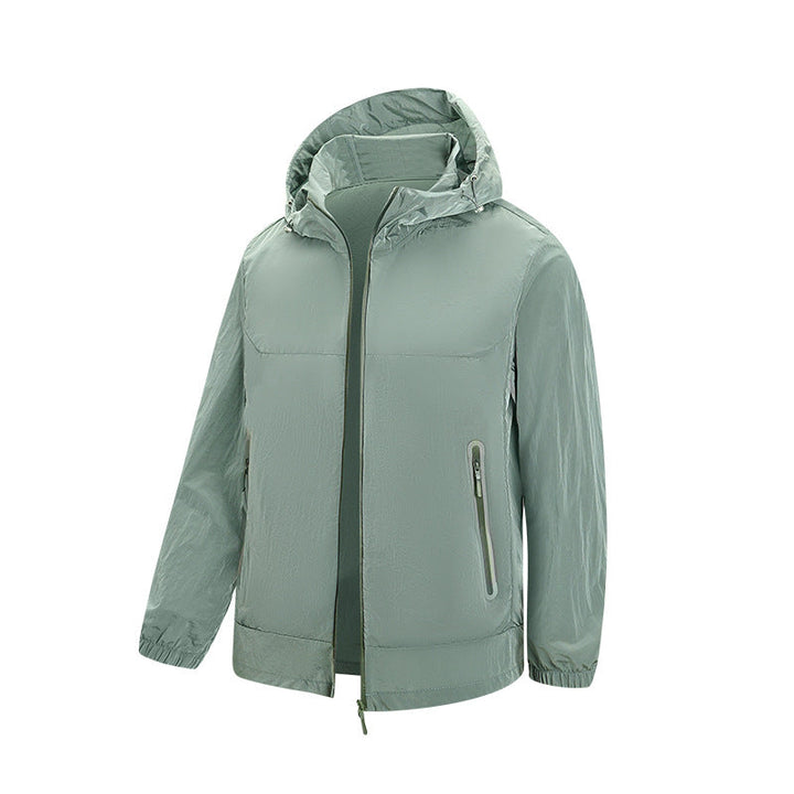 Herr Lätt med Huva Vindjacka med Water-Repellent Membrane och Reflective Fickor med Dragkedja